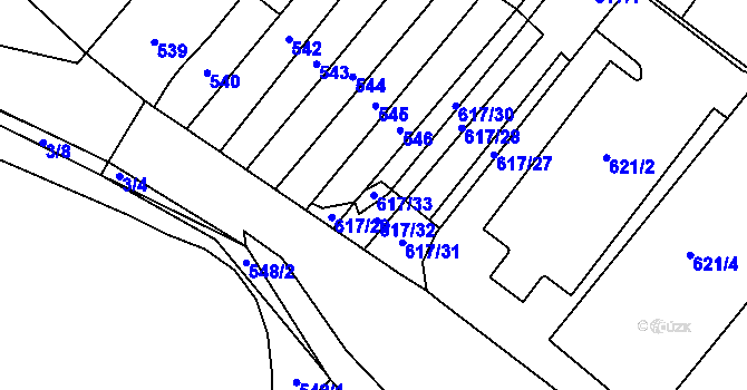 Parcela st. 617/33 v KÚ Medlánky, Katastrální mapa