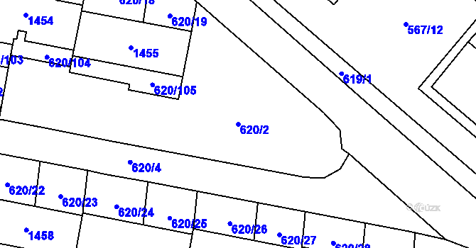 Parcela st. 620/2 v KÚ Medlánky, Katastrální mapa