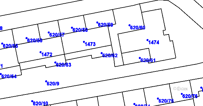 Parcela st. 620/62 v KÚ Medlánky, Katastrální mapa