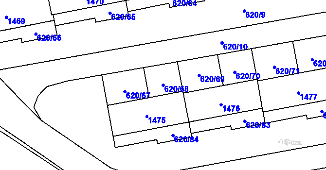 Parcela st. 620/68 v KÚ Medlánky, Katastrální mapa