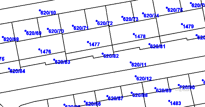 Parcela st. 620/82 v KÚ Medlánky, Katastrální mapa