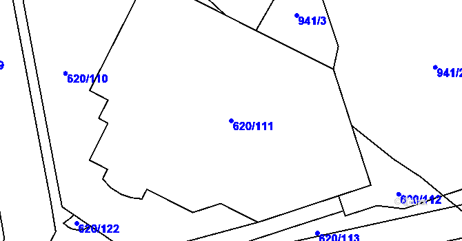 Parcela st. 620/111 v KÚ Medlánky, Katastrální mapa