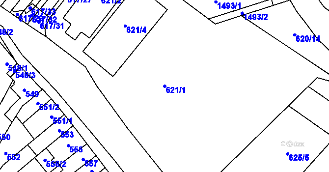 Parcela st. 621/1 v KÚ Medlánky, Katastrální mapa
