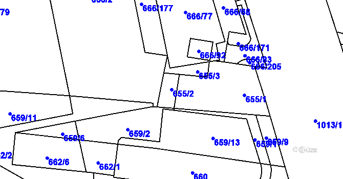 Parcela st. 655/2 v KÚ Medlánky, Katastrální mapa