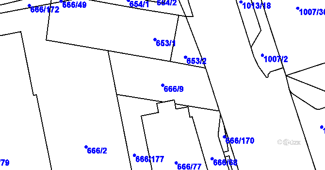 Parcela st. 666/9 v KÚ Medlánky, Katastrální mapa
