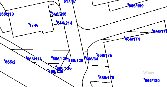 Parcela st. 666/32 v KÚ Medlánky, Katastrální mapa