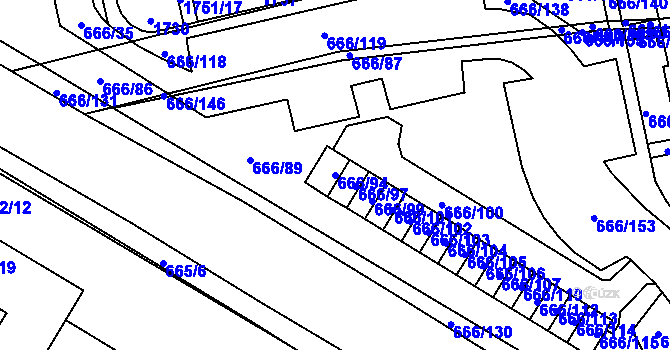 Parcela st. 666/94 v KÚ Medlánky, Katastrální mapa