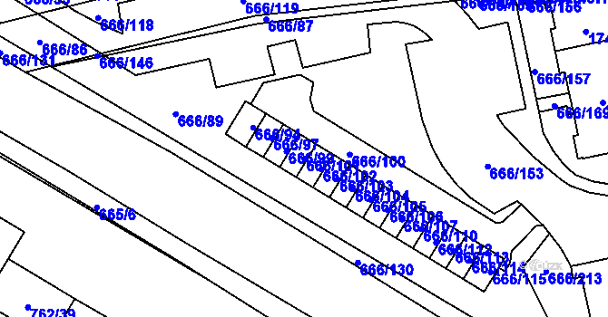 Parcela st. 666/101 v KÚ Medlánky, Katastrální mapa