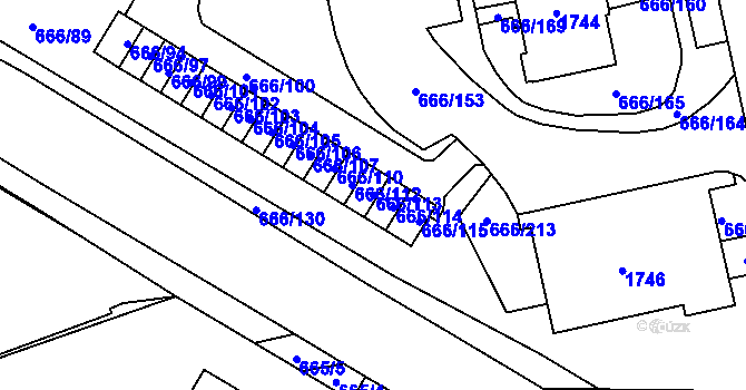 Parcela st. 666/113 v KÚ Medlánky, Katastrální mapa
