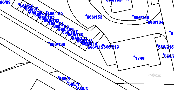 Parcela st. 666/115 v KÚ Medlánky, Katastrální mapa