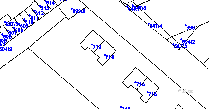 Parcela st. 714 v KÚ Medlánky, Katastrální mapa
