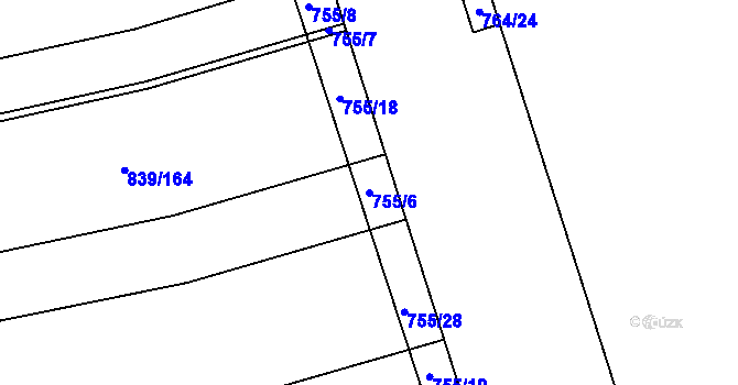 Parcela st. 755/6 v KÚ Medlánky, Katastrální mapa