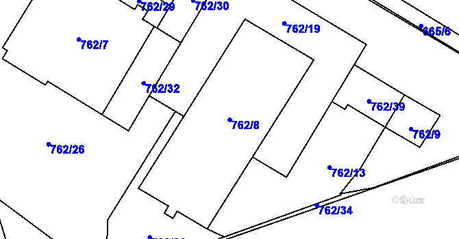 Parcela st. 762/8 v KÚ Medlánky, Katastrální mapa