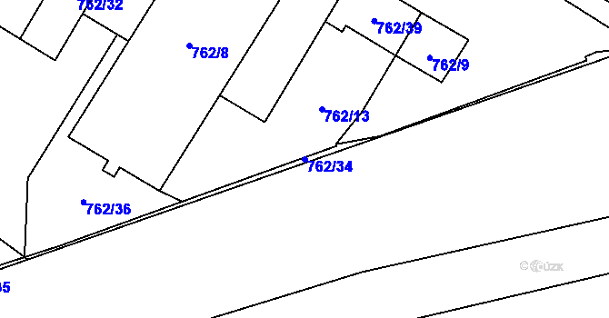 Parcela st. 762/34 v KÚ Medlánky, Katastrální mapa