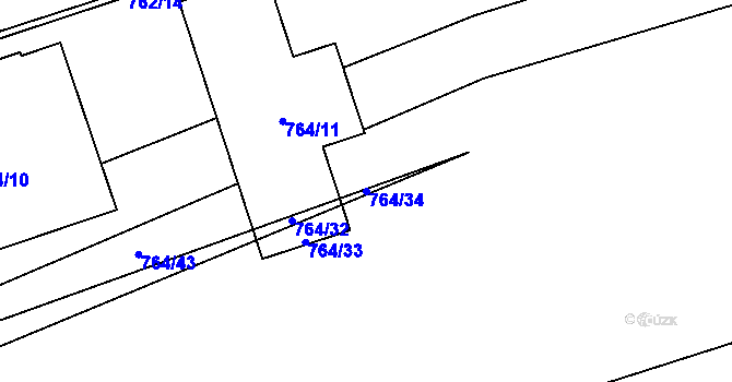 Parcela st. 764/34 v KÚ Medlánky, Katastrální mapa