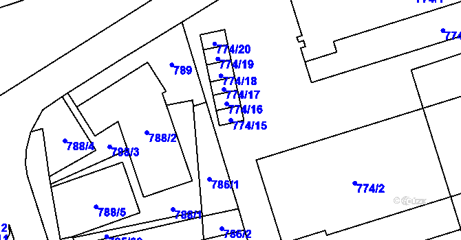 Parcela st. 774/15 v KÚ Medlánky, Katastrální mapa