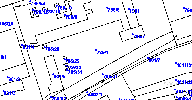 Parcela st. 785/1 v KÚ Medlánky, Katastrální mapa