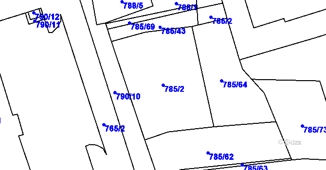 Parcela st. 785/2 v KÚ Medlánky, Katastrální mapa