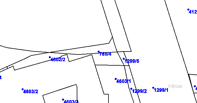 Parcela st. 785/4 v KÚ Medlánky, Katastrální mapa