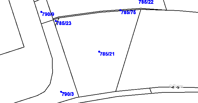 Parcela st. 785/21 v KÚ Medlánky, Katastrální mapa