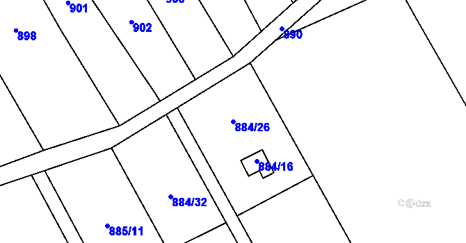 Parcela st. 884/26 v KÚ Medlánky, Katastrální mapa