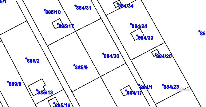 Parcela st. 884/30 v KÚ Medlánky, Katastrální mapa