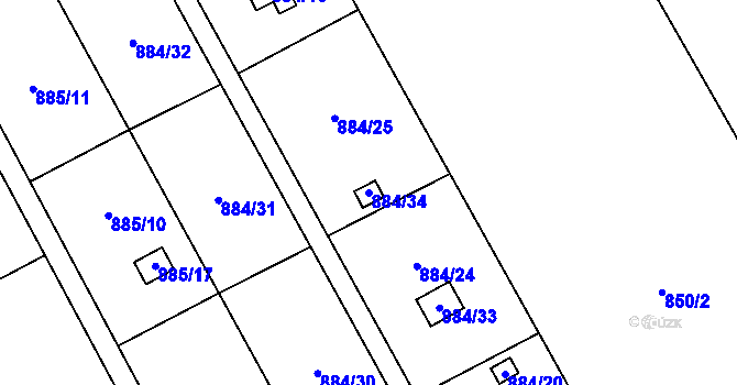 Parcela st. 884/34 v KÚ Medlánky, Katastrální mapa
