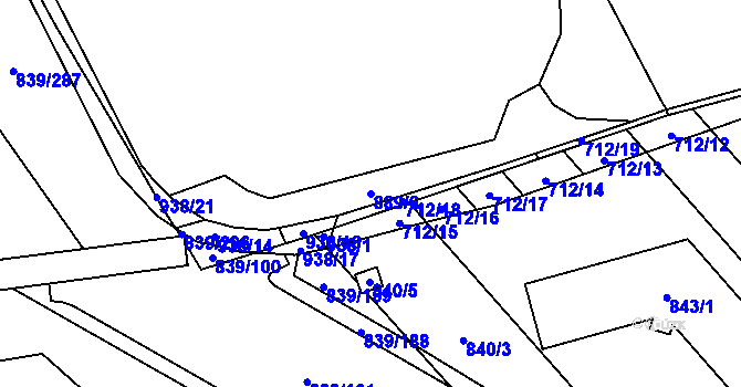 Parcela st. 889/6 v KÚ Medlánky, Katastrální mapa