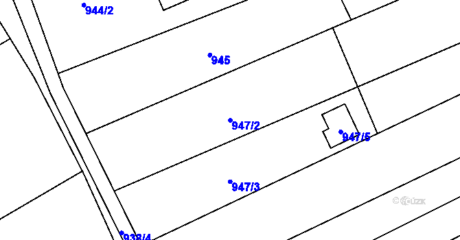 Parcela st. 947/2 v KÚ Medlánky, Katastrální mapa