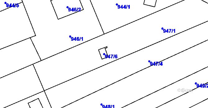 Parcela st. 947/6 v KÚ Medlánky, Katastrální mapa
