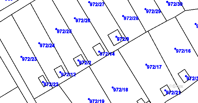 Parcela st. 972/14 v KÚ Medlánky, Katastrální mapa