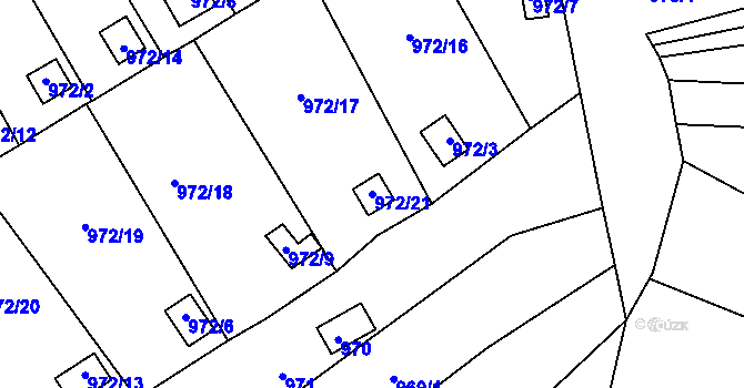 Parcela st. 972/21 v KÚ Medlánky, Katastrální mapa