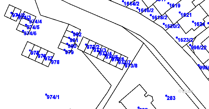 Parcela st. 973/5 v KÚ Medlánky, Katastrální mapa
