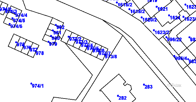 Parcela st. 973/7 v KÚ Medlánky, Katastrální mapa