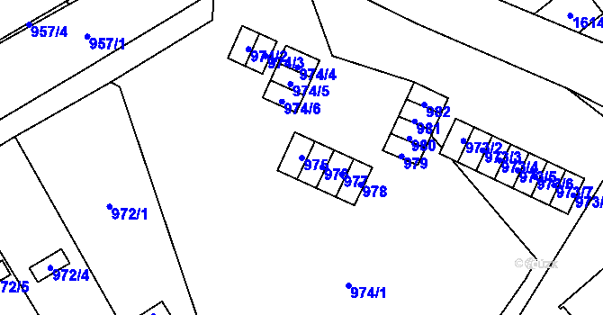 Parcela st. 975 v KÚ Medlánky, Katastrální mapa