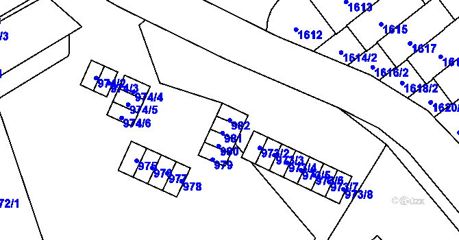 Parcela st. 982 v KÚ Medlánky, Katastrální mapa