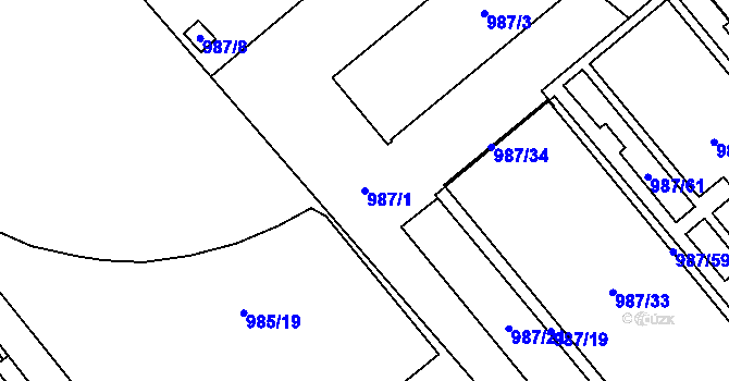 Parcela st. 987/1 v KÚ Medlánky, Katastrální mapa