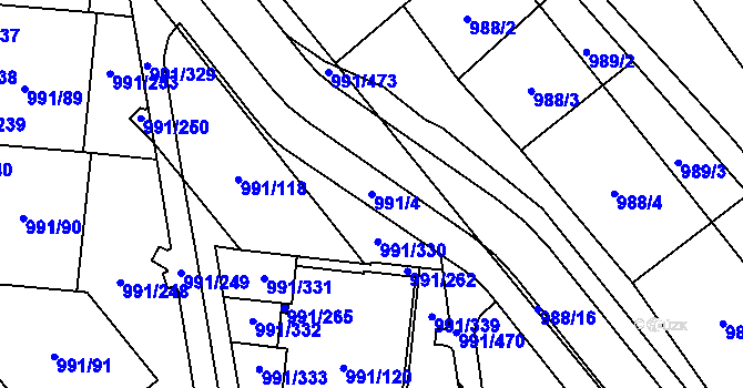 Parcela st. 991/4 v KÚ Medlánky, Katastrální mapa