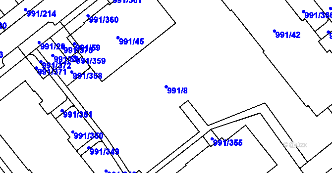 Parcela st. 991/8 v KÚ Medlánky, Katastrální mapa
