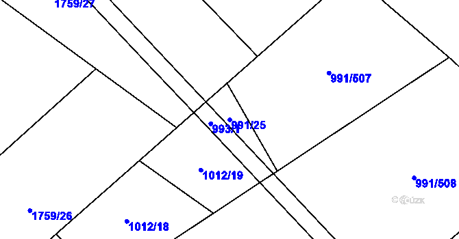 Parcela st. 991/25 v KÚ Medlánky, Katastrální mapa