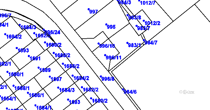 Parcela st. 996/11 v KÚ Medlánky, Katastrální mapa