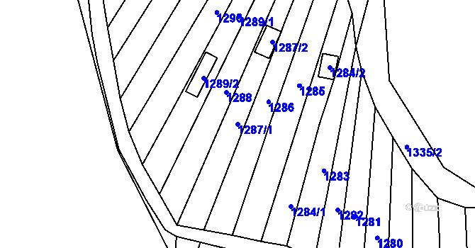 Parcela st. 1287/1 v KÚ Medlánky, Katastrální mapa