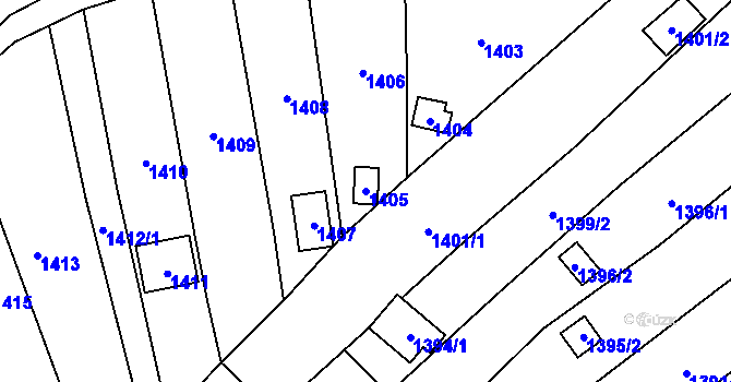 Parcela st. 1405 v KÚ Medlánky, Katastrální mapa