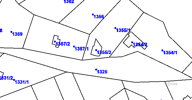 Parcela st. 1355/2 v KÚ Medlánky, Katastrální mapa