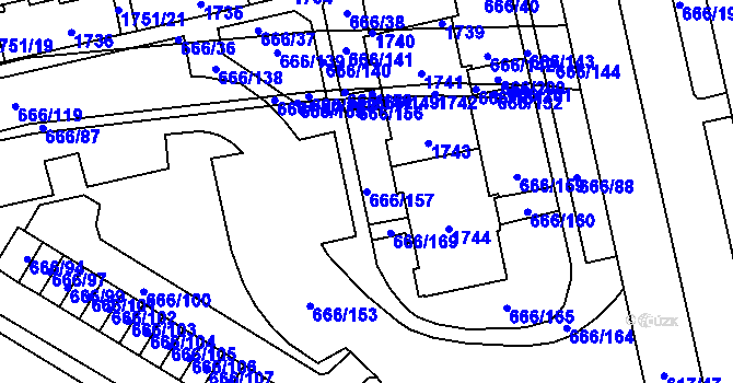 Parcela st. 666/157 v KÚ Medlánky, Katastrální mapa