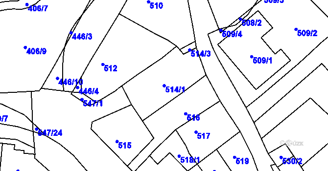 Parcela st. 514/1 v KÚ Medlánky, Katastrální mapa