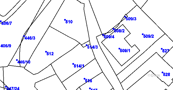 Parcela st. 514/3 v KÚ Medlánky, Katastrální mapa