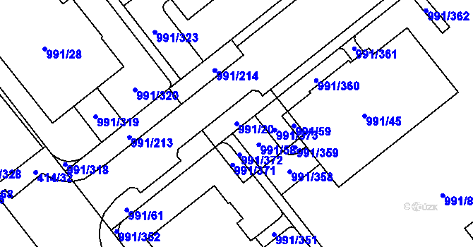 Parcela st. 991/20 v KÚ Medlánky, Katastrální mapa