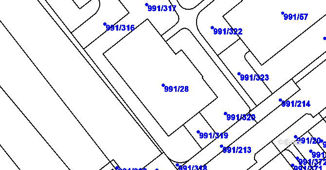 Parcela st. 991/28 v KÚ Medlánky, Katastrální mapa