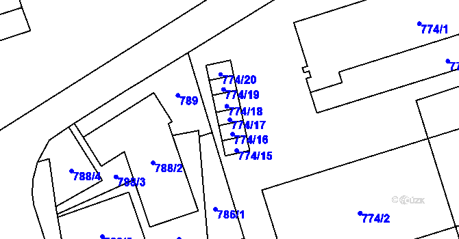 Parcela st. 774/17 v KÚ Medlánky, Katastrální mapa